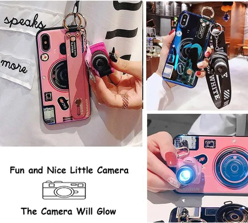 Miniatura 3 de Bonita funda cruzada compatible con Samsung Galaxy A32 5G, con correa para la muñeca, cordón para atril y funda para cámara 3D, de silicona suave, a