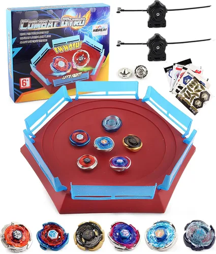 Miniatura 8 de Juego de trompos AIBREAY 12 trompos giratorios 3 lanzadores Juego de giroscopio de fusión metálica con caja de almacenamiento portátil Regalo