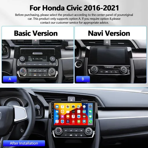 Miniatura 2 de Radio estéreo de coche 4G+64G Android 15 para Honda Civic 2016 2017 2018 2019 2020 2021,1280 * 720 HD pantalla táctil radio de coche con navegación