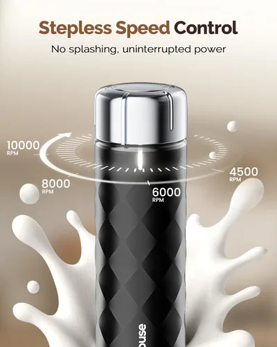 Miniatura 3 de Maestri House - Espumador de leche recargable con control de velocidad sin escalones, LunaFro 2.0 - Espumador eléctrico de mano para bebidas