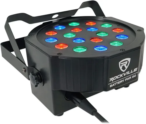 Miniatura 3 de RocRockville Best PAR 50 - Par recargable de 24 W, DMX inalámbrico, 6 en 1 RGBWA+LED UV, batería de 4400 mAh, para DJs e iluminación de eventos, 2