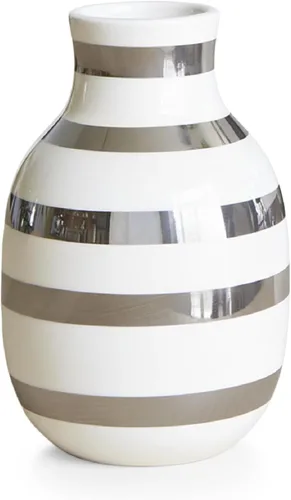 Miniatura 9 de Hak Kähler Omaggio - Jarrón de porcelana con rayas, moderno jarrón redondo, bulboso y escandinavo para flores, negro, 7.9 in