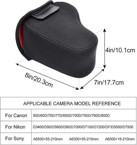 Miniatura 6 de CADeN Funda para cámara DSLR SLR con protección de neopreno, compatible con Nikon, Canon, Pentax, Sony, etc., (color negro grande)