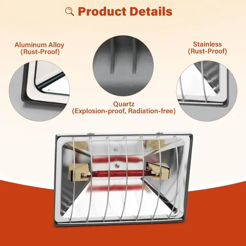 Miniatura 5 de Lámpara de calor de gallinero para perrera, cama de gato, reptiles e incubadoras - Lámpara de calor ajustable de 250 W con 2 ajustes de calor