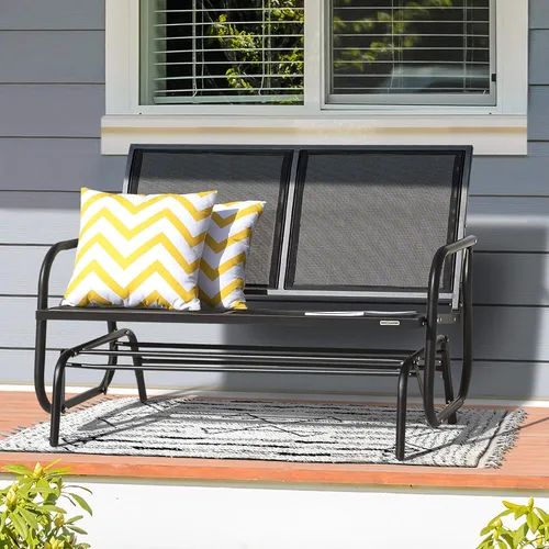 Miniatura 6 de NUU GARDEN Banco planeador para 2 personas para exteriores, silla de columpio para patio con marco de acero recubierto de polvo y tela de asiento