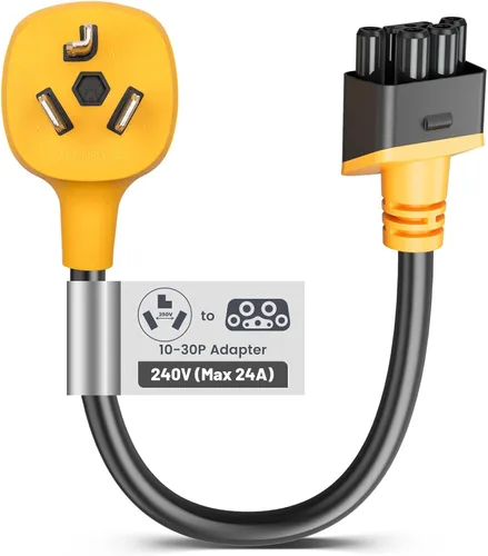 MECMO Adaptador NEMA 10-30 para Cargador Móvil Tesla Gen 2, 24 Amp 240V, Adaptadores Inteligentes 10-30P para Conectores de Cargadores Móviles