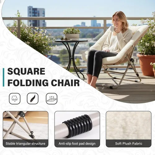 Miniatura 8 de Tiita Silla Cómoda Plegable, Silla de Acento Plegable de Gran Tamaño de Piel Sintética Suave, Silla de Descanso Perezosa para Niños, Adolescentes