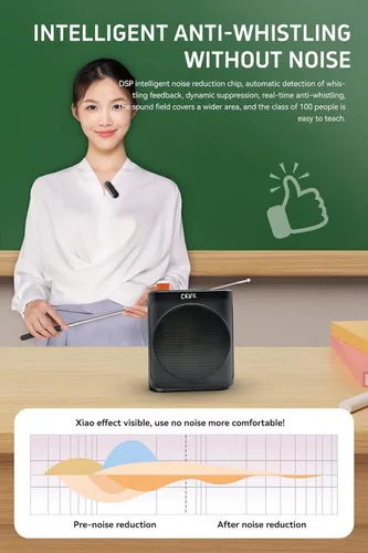 Miniatura 3 de Amplificador de voz inalámbrico portátil con dos micrófonos Lavalier Bluetooth, mini altavoz inalámbrico recargable de megáfono de voz