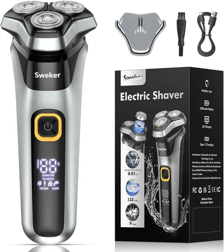 Maquinilla de afeitar eléctrica para hombres, afeitadora eléctrica recargable con recortadora emergente para recortadora de patillas, afeitadora