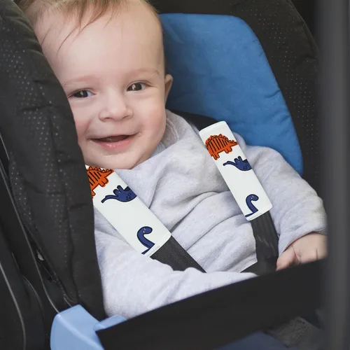 Miniatura 5 de Funda para correa de bebé para niños, 2 fundas para cinturón de seguridad de automóvil, protector de almohadilla para el cuello para niños recién