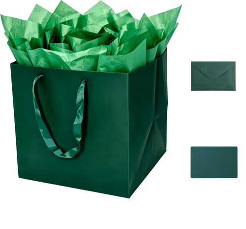Miniatura 12 de JUNESHE Bolsa de regalo cuadrada negra grande con asas y papel de seda, 9.84 pulgadas, gran envoltura de regalo gigante para cumpleaños, boda