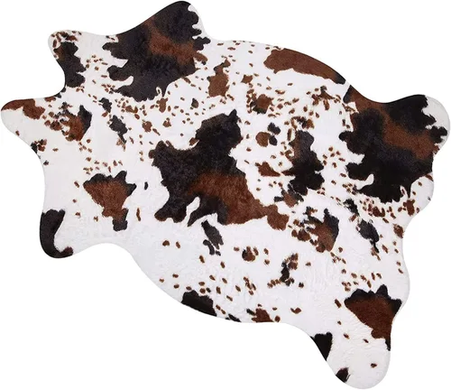 Miniatura 11 de MACEVIA Alfombra de piel de vaca sintética, bonita alfombra con estampado de vaca, alfombra de área animal, decoración occidental para sala