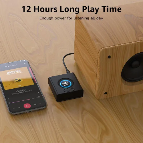 Miniatura 6 de 1Mii Receptor Bluetooth para estéreo doméstico, adaptador inalámbrico AUX y RCA, emparejamiento de dispositivos duales, tiempo de reproducción de 12