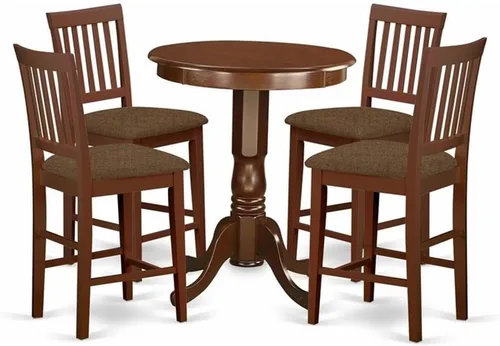 Miniatura 7 de East West Furniture EDVN5-MAH-W - Juego de mesa de comedor de 5 piezas de altura para mostrador de cocina, incluye una mesa redonda de pub