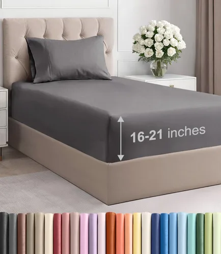 Miniatura 196 de Sábanas King divididas con bolsillos extra profundos, sábanas transpirables y refrescantes de 5 piezas, sábanas de lujo para hotel, suaves, sin 25