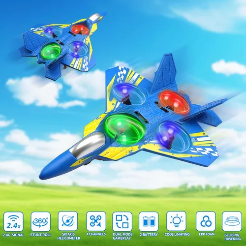 Miniatura 2 de jaming Aviones de control remoto de espuma, aviones RC de 2.4 GHz con luz, giro de 360°, rollo de acrobacias, drone de juguetes para adultos y niños