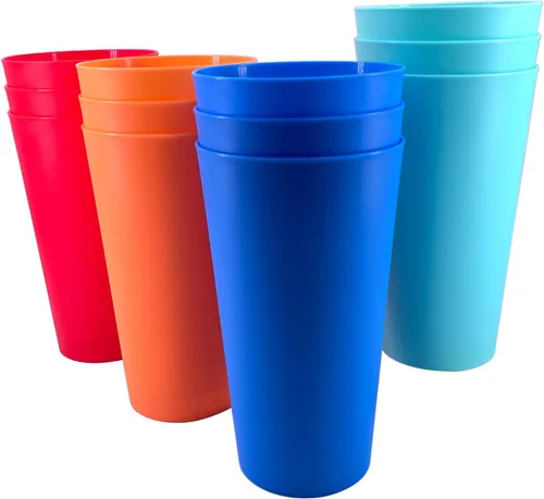 Miniatura 11 de Vasos de plástico reutilizables de 32 onzas, vasos de plástico irrompibles, sin BPA, aptos para lavavajillas, juego de 8 tazas grandes para agua