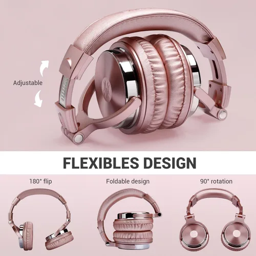 Miniatura 7 de OneOdio audífonos con cable sobre la oreja, monitor de estudio Hi-Res estéreo DJ con controladores de 50 mm y conector de 1/4 y 3.5 mm, para grabar