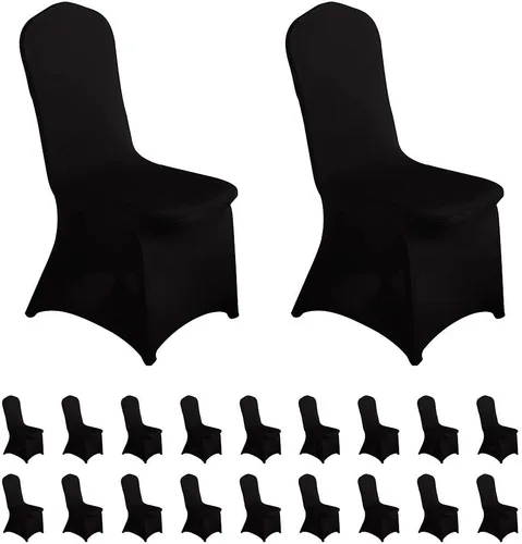 Miniatura 37 de LZY 6 piezas Fundas de Silla de Spandex Elásticas Fundas Deslizables para Fiestas de Boda, Fundas de Decoración de Sillas de Comedor y Banquete Negro