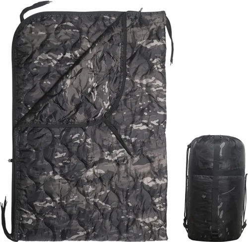 Miniatura 11 de Forro de poncho de camuflaje, manta militar, saco de dormir militar, con una bolsa de transporte de compresión, para viajes, senderismo, campamento