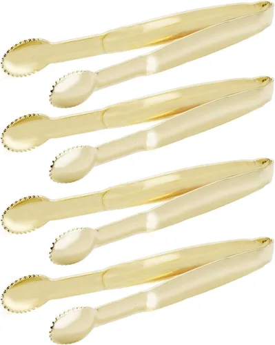 Miniatura 9 de HINMAY Pinzas para servir chapadas en oro de 4 pulgadas, pinzas de cubo de azúcar de acero inoxidable, minipinzas para hielo, juego de 4