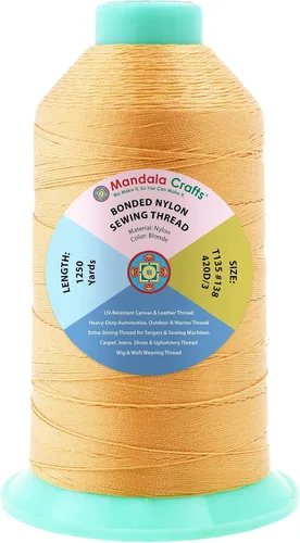 Miniatura 22 de Mandala Crafts - Hilo de nailon para coser cuero, tapicería, mezclilla y para trenzar el pelo; resistente, 1500 yardas, tamaño 69 T70 Marrón