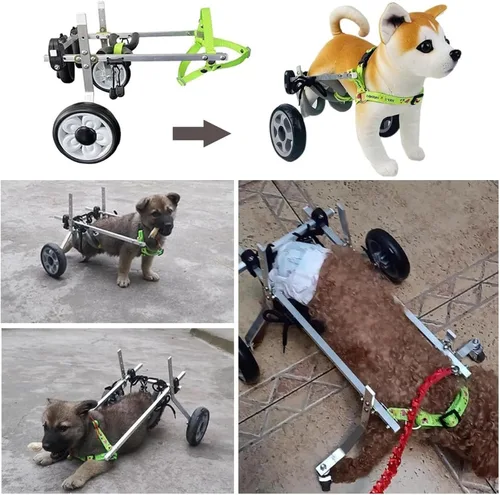 Miniatura 4 de 2 Wheels Folding Dog Wheelchairs, Pet Hind Leg Wheelchair, Adjustable Dog Wheelchair for Back LegsBlack,XS