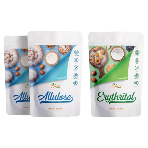 Edulcorantes multiusos: paquete de 2 de Allulosa y paquete de 1 de Eritritol. Total de porciones 342; Edulcorantes sin calorías, cero carbohidratos,