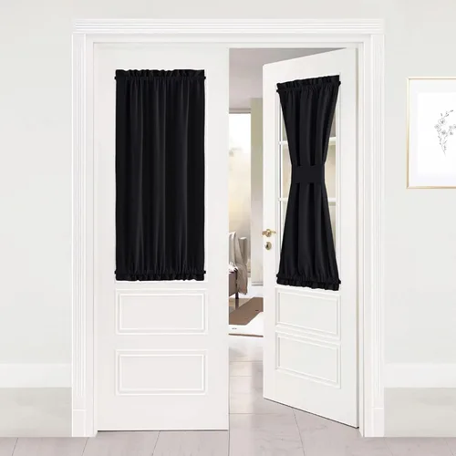 Miniatura 232 de NICETOWN Cortinas opacas unicolor con aislamiento térmico para puerta francesa, granja, oscurecimiento de habitación, puertas y ventanas de Marrón