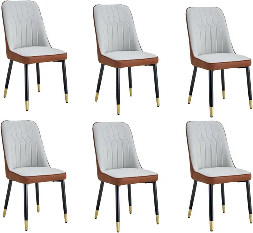 Miniatura 28 de Juego de 4 sillas de comedor modernas, juego de sillas de cocina de piel sintética, asiento tapizado acolchado grueso, sillas laterales negras sin
