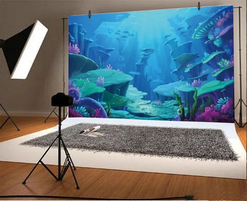 Telones de fondo de fotografía de Sirenita - Fondo para fotos - Fondo de Yeele de 7 x 5 pies, fondo de princesa sirena oceánica, imagen de fiesta de