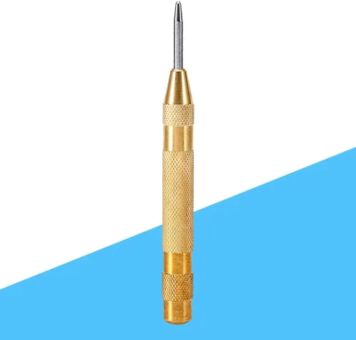 Miniatura 5 de Herramienta de perforación central semiautomática, cuerpo de latón con resorte, punzón central con punta Hss para vidrio, metal y madera