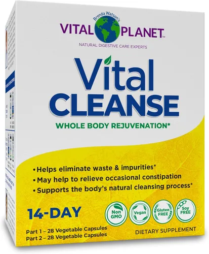Vital Planet - Vital Cleanse con cardo mariano, magnesio, aloe del cabo y hierbas, suplemento natural para estreñimiento ocasional y eliminación