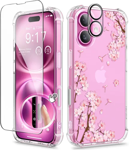 Miniatura 173 de GVIEWIN - Funda floral para iPhone 14 de 6.1 pulgadas, protector de pantalla + protector de lente de cámara, no se amarillenta, a prueba de golpes