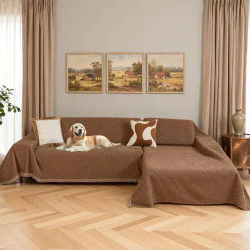 Miniatura 11 de MYSKY HOME Funda para sofá seccional, 2 piezas de fundas de sofá de felpilla para sofá en L, protector de muebles para mascotas, niños, funda