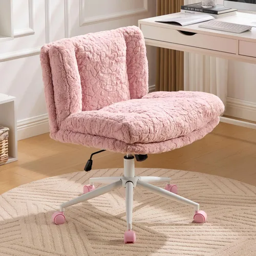 Miniatura 19 de Silla de escritorio, moderna silla de oficina en casa tapizada de terciopelo, sillas de escritorio giratorias de 360° sin brazos, sillas ergonómicas