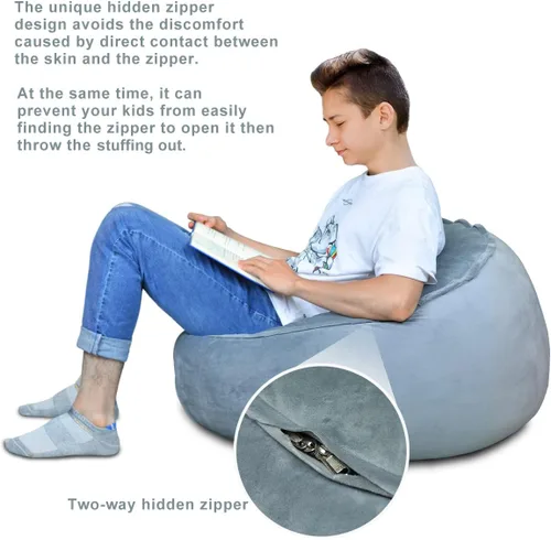 Miniatura 5 de Funda para silla puf, almacenamiento de animales de peluche, organizador de juguetes de felpa, funda para sillas de puf para niños, adolescentes
