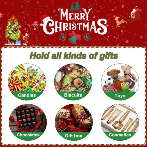 Miniatura 5 de DYSHAYEN Saco de Santa Bolsa de Regalo de Navidad 19.7 X 27.6 Pulgadas Bolsa Grande de Lona de Santa Claus para Suministros de Fiesta de Xmas (Rojo)