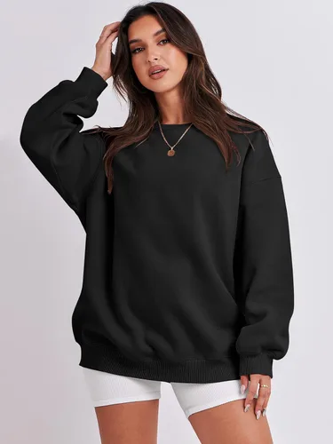Miniatura 5 de ANRABESS Sudadera de gran tamaño para mujer, de forro polar, manga larga, cuello redondo, informal, para otoño 2023, ropa de moda