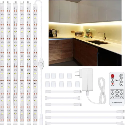 Yi Lighting - Kit de iluminación para debajo del gabinete, tira de luces LED flexibles con control remoto para cocina, armario, escritorio, monitor