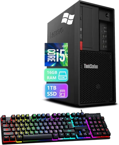 Lenovo ThinkStation P330 MT Tower Workstation PC Desktop Core i5-9400, 1TB SSD, 16 GB RAM DDR4, Windows 11 Pro, Teclado, Mouse, USB WiFi, Win11 Pro,
