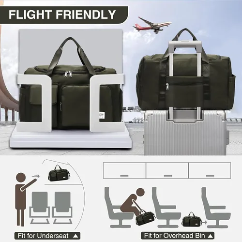Miniatura 3 de Bolsa de Gimnasio Pequeña para Mujer, Bolsa de Lona de Viaje, Bolsa de Fin de Semana con Compartimento para Zapatos