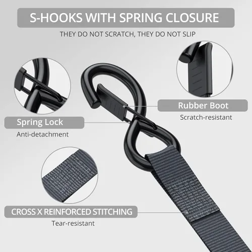 Miniatura 4 de Justech Paquete de 4 correas retráctiles de trinquete, 1 pulgada x 11.6 pies - Resistencia a la rotura de 1411 libras, correas de amarre