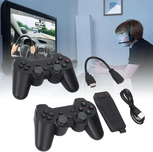 Miniatura 2 de Consola de juegos retro inalámbrica 4K controladores duales de 2.4 GHz, más de 20000 juegos clásicos, 9 emuladores Plug and Play HDMI Stick