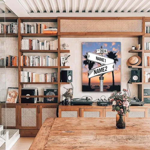 Miniatura 67 de Impresiones en lienzo personalizadas: letrero de calle Crossroads para parejas, arte de pared, nombres y fechas, regalo personalizado, impresión