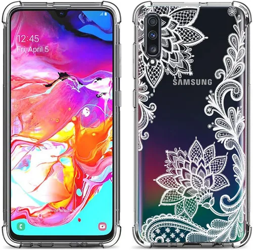 Miniatura 8 de Funda transparente floral para Galaxy A70 para mujeres y niñas, bonita funda de teléfono para Samsung Galaxy A70 (2019), diseño de flores, FL-S