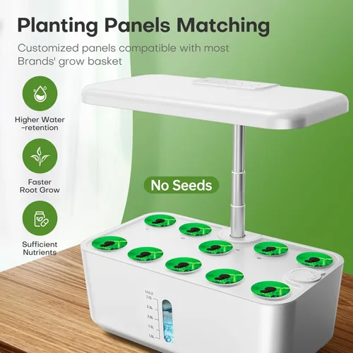 Miniatura 3 de Ahopegarden Sistema de cultivo hidropónico de jardín interior: Kit de germinación de plantas de 10 vainas, lámpara de crecimiento de hierbas y Blanco