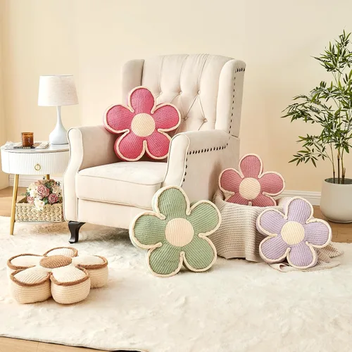 Miniatura 5 de Almohada en forma de flor rosa, cojín de suelo de 13.7 pulgadas, cojín de flor para sofá, sofá cama, almohada suave de margarita, cojín decorativo