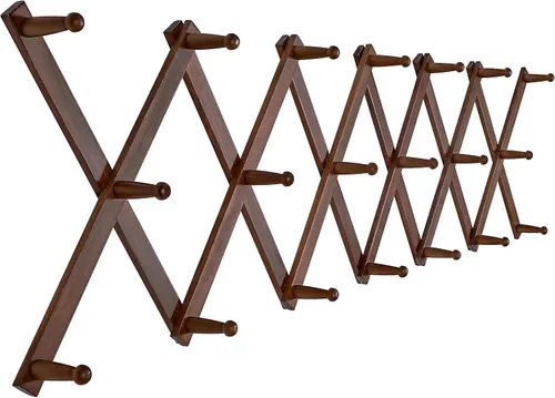 Miniatura 13 de SKOLOO Perchero para sombreros de pared con 17 ganchos, madera maciza, moderno, ampliable, perchero de pared para abrigos, sombreros, bolsos, gorras