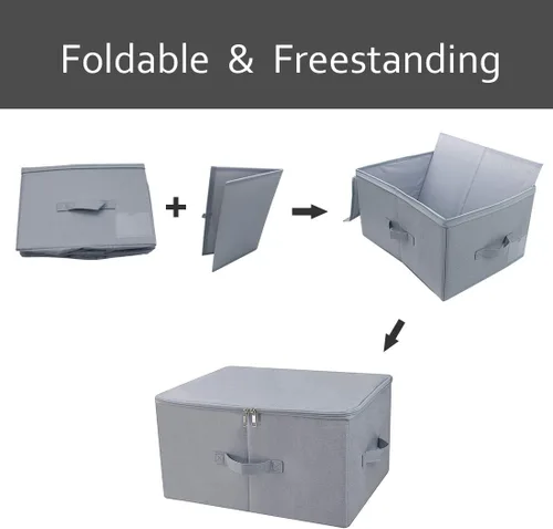 Miniatura 5 de iwill CREATE PRO Cajas de almacenamiento de ropa de armario a prueba de polvo de 17.6 x 13.6 x 9.7 pulgadas, con tapa con cremallera, tela Gris claro